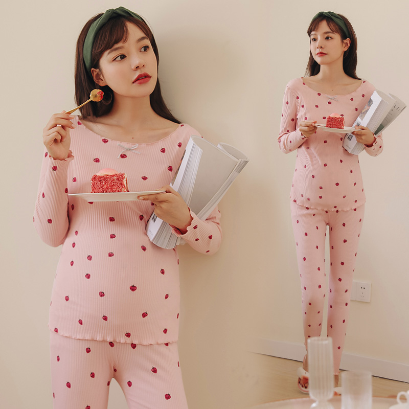 米度丽孕妇秋衣秋裤套装秋冬款保暖内衣秋季棉哺乳睡衣女月子服