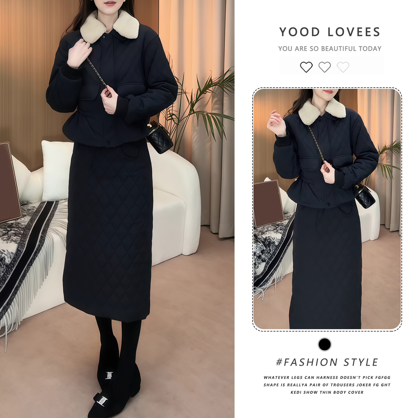 小香风棉服套装女2025冬季新款洋气显瘦外套半身裙加厚保暖两件套