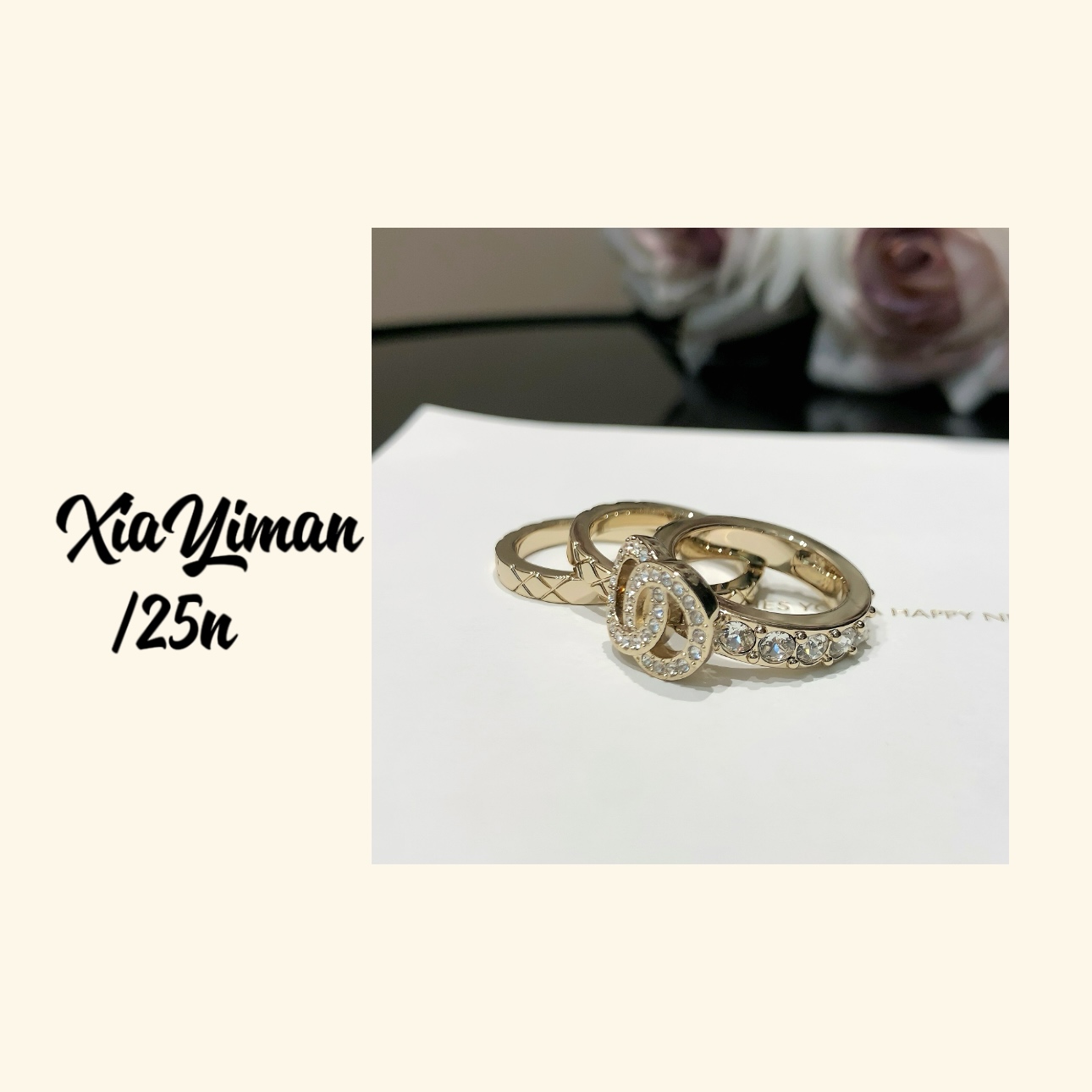 铜合金合成锆石戒指 重工精致三合一戒指MZ3304