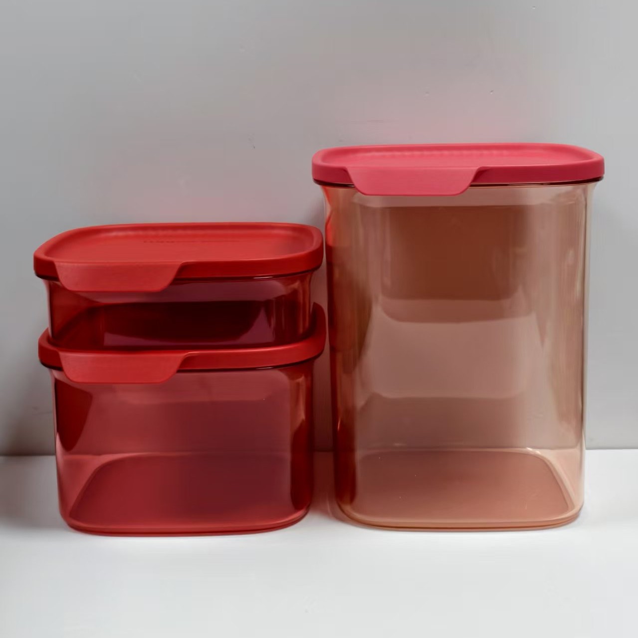 （海）红色方形晶莹保鲜盒 开合易 冷冻/冷藏/干货/限量款