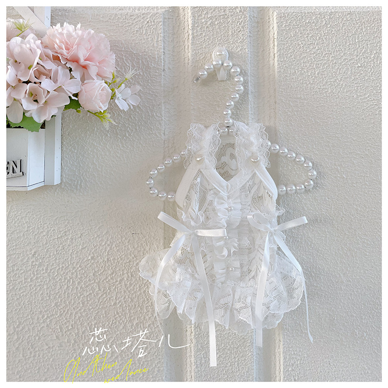 狗狗衣服马尔济斯夏天蕾丝吊带约克夏白纱裙小体狗v领结凉快