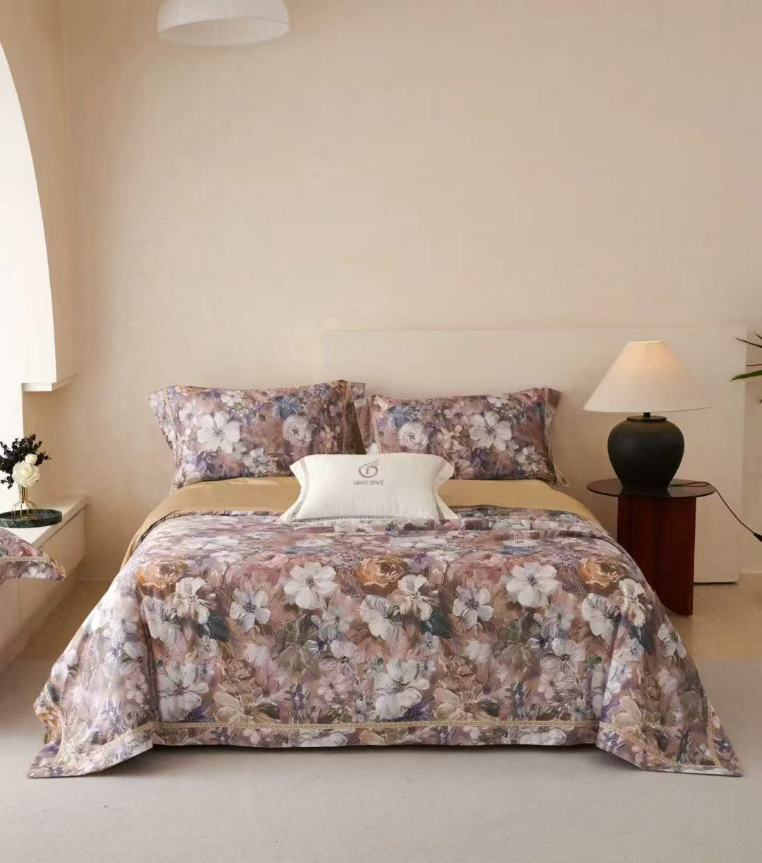 外贸大福利～超细氮莱赛尔天丝床盖版四件套加大220*240微瑕～L315