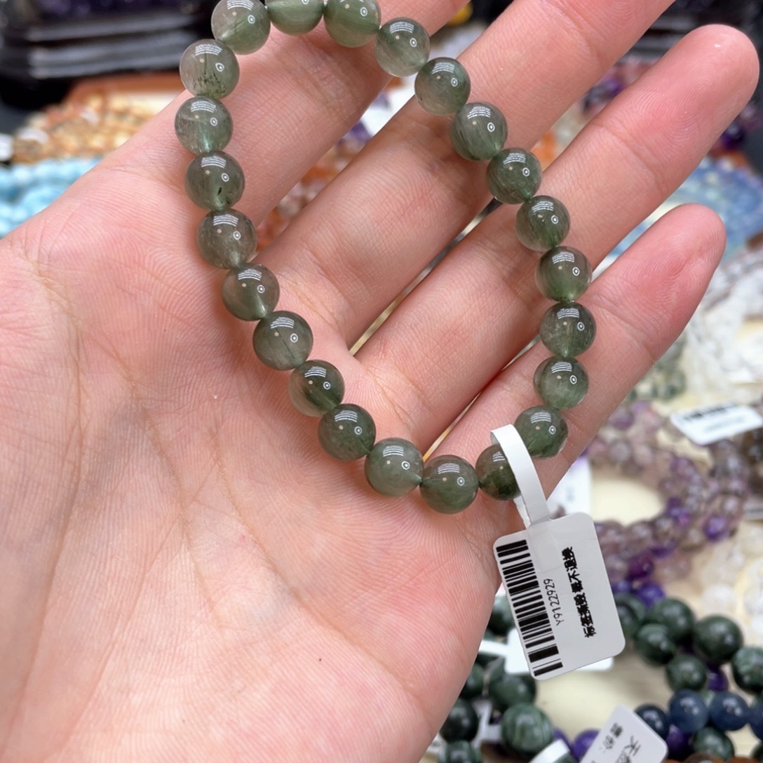 羊***里未镶嵌手串水晶绿兔毛8