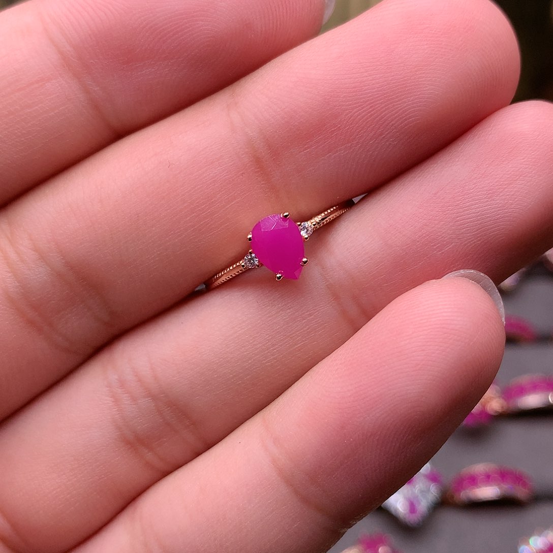 红宝石戒指银S925镶嵌