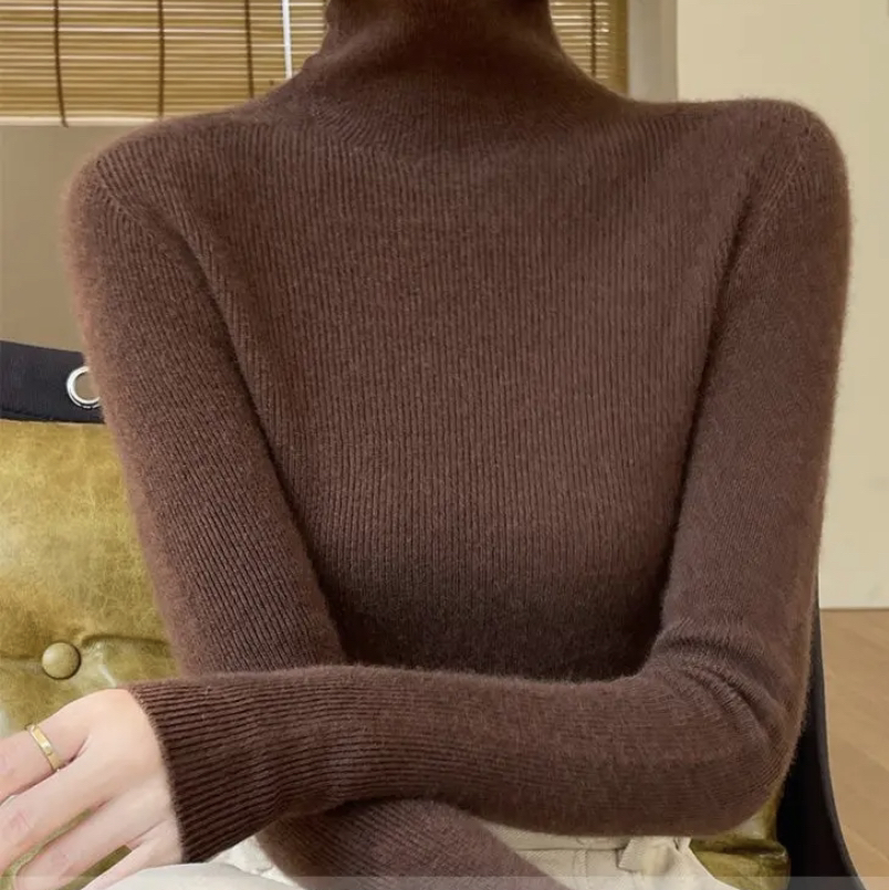 堆堆领显瘦修身高领毛毛衣毛针织衫上衣针织衫长袖洋气可机洗