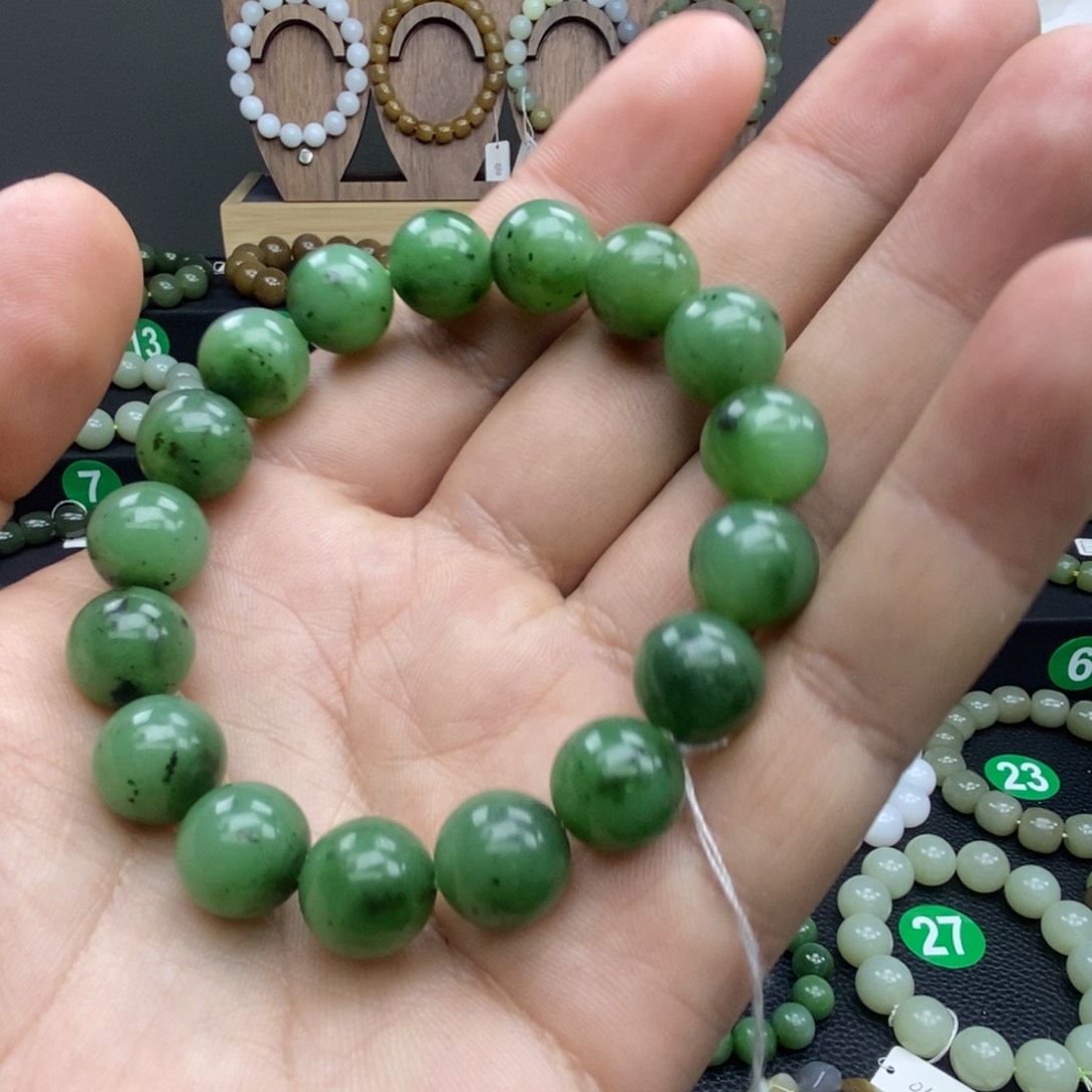 和田玉（碧玉）手链未镶嵌卡12