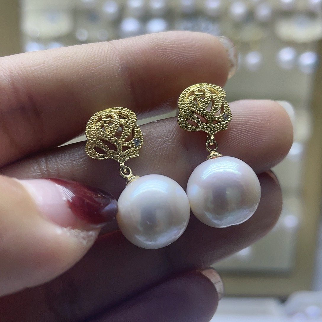 淡水珍珠耳饰银S925镶嵌