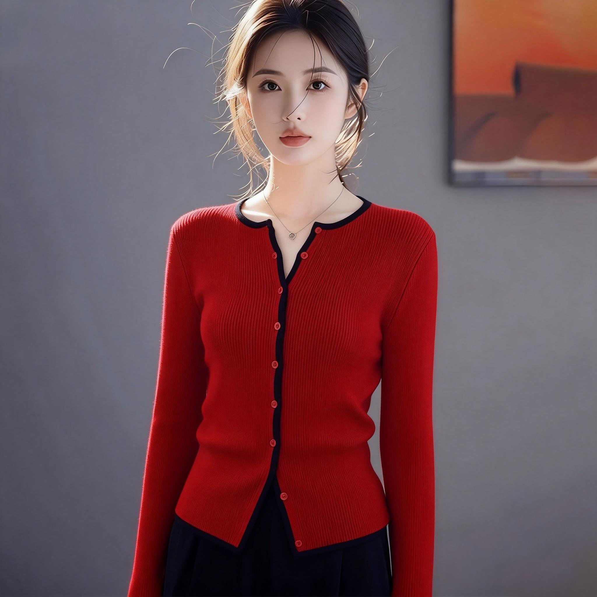 2025冬季圣诞氛围感穿搭高级感超好看独特别致松弛感红色针织衫女