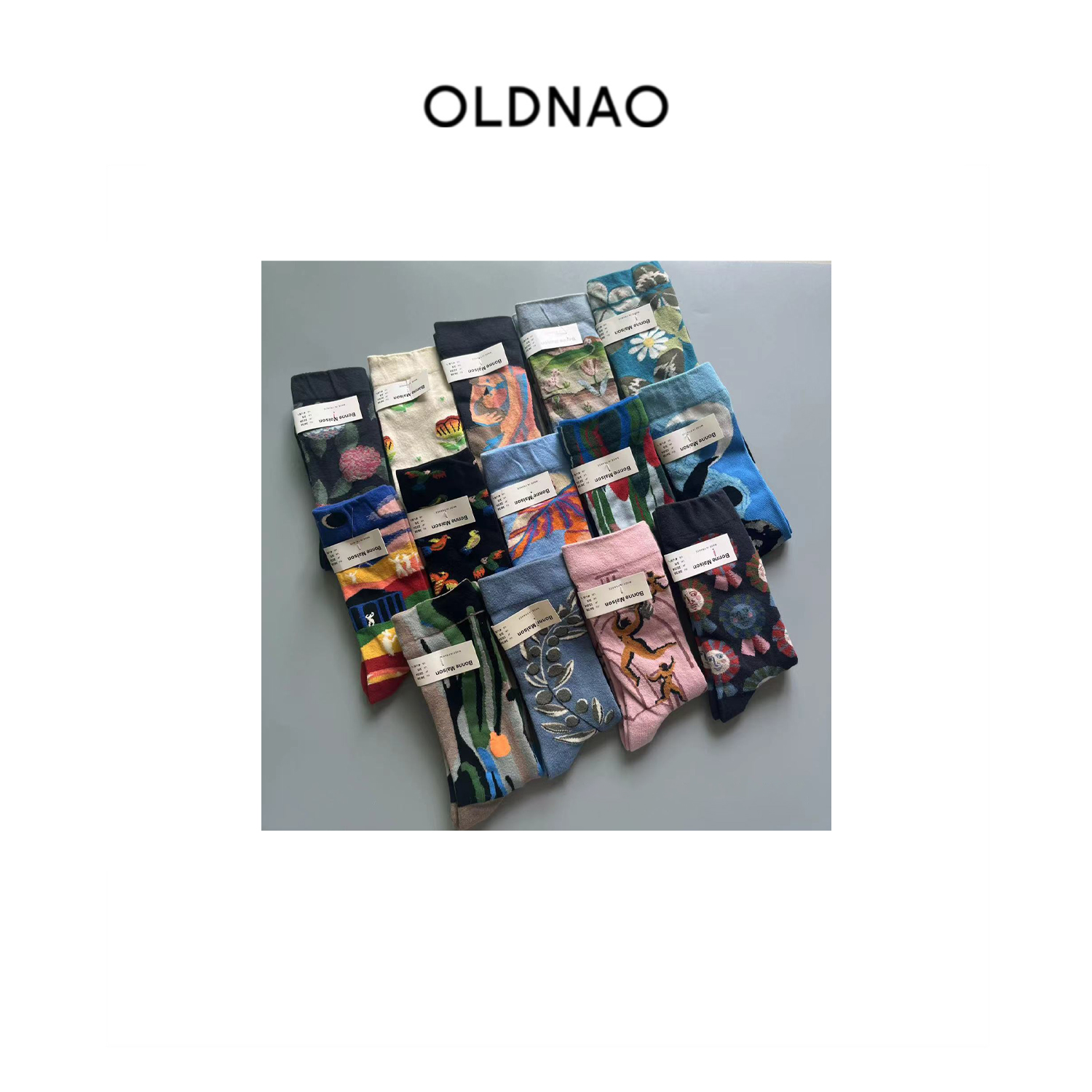 【OLDNAO】品牌订单线趣味油画系风格彩色快乐中筒袜I6-WZ2