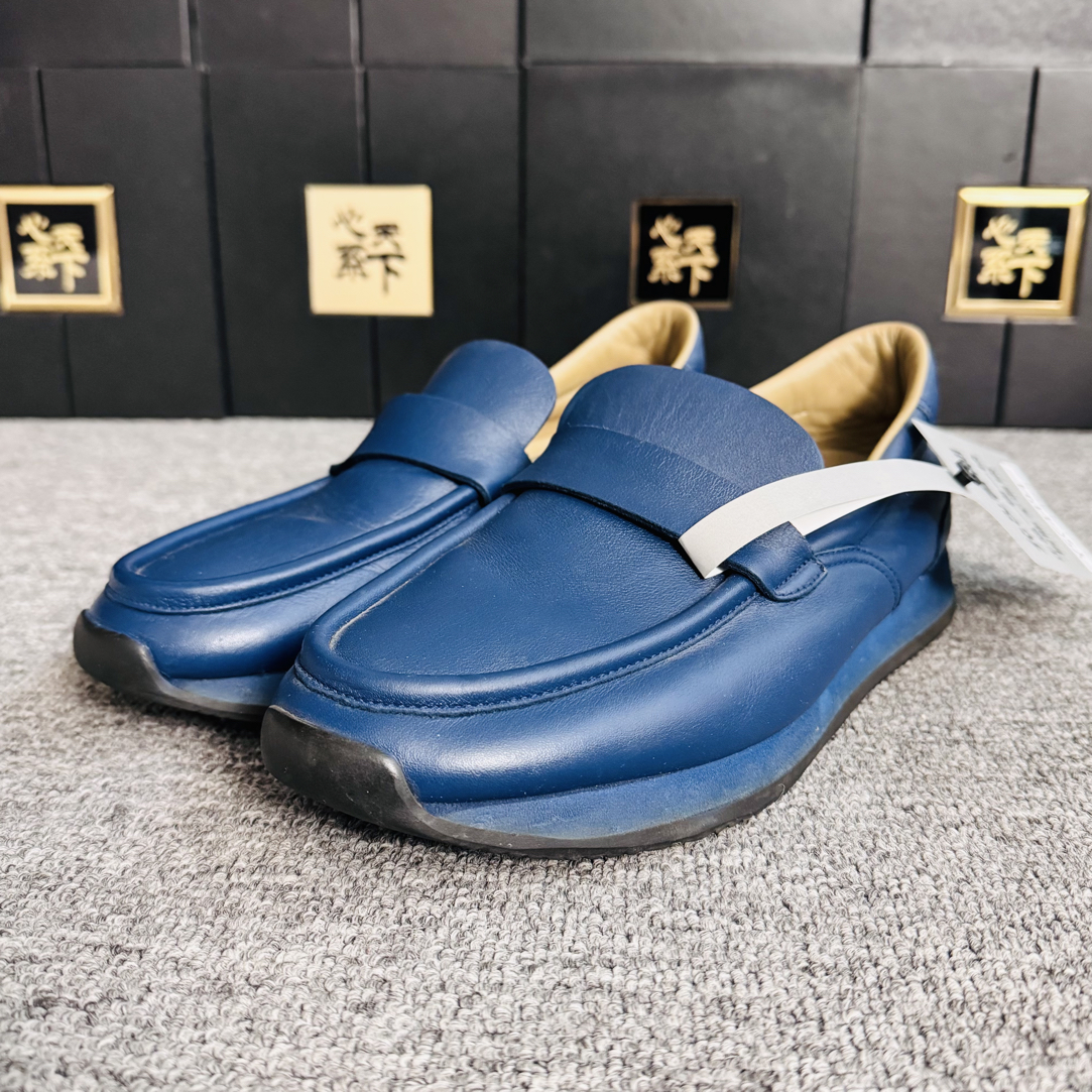 95新 Hermes/爱马仕 蓝色乐福鞋40.5码ysc 4494