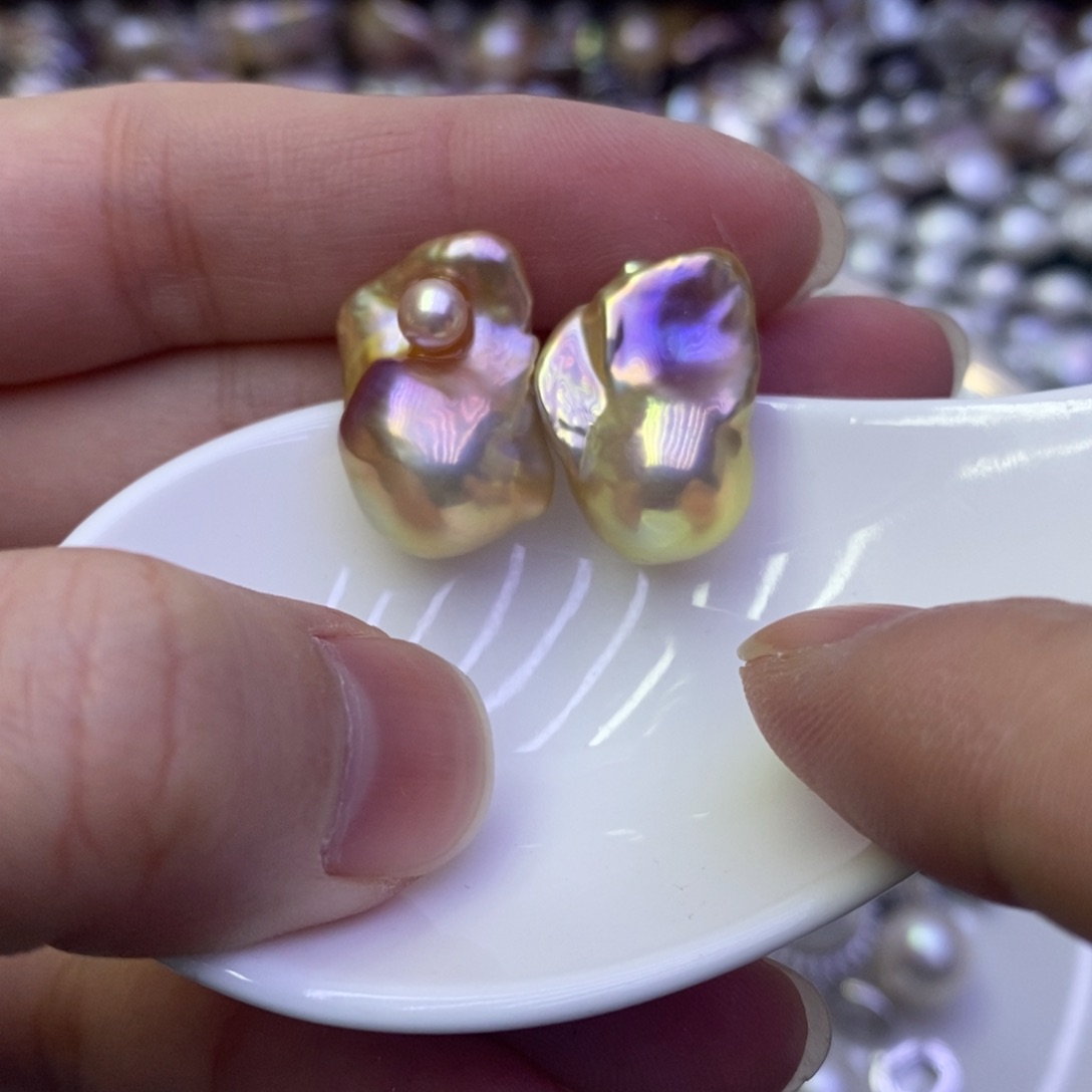 淡水珍珠耳饰银S925镶嵌