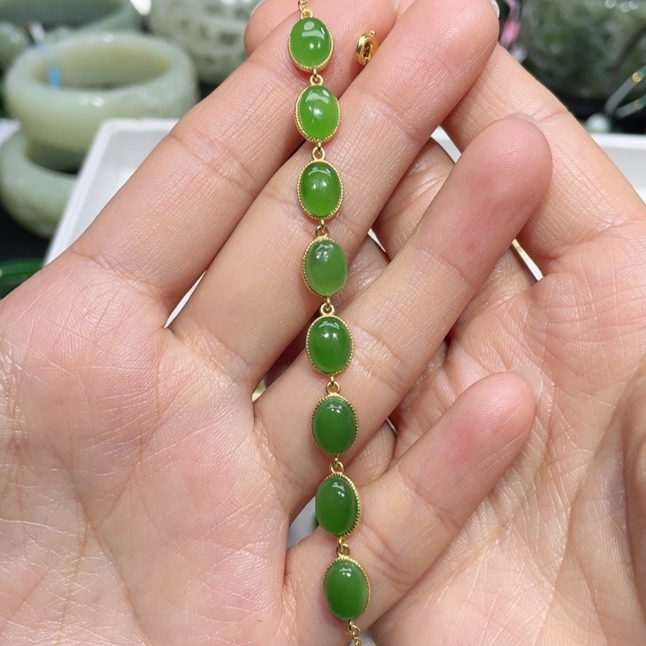 和田玉手链银S925镶嵌