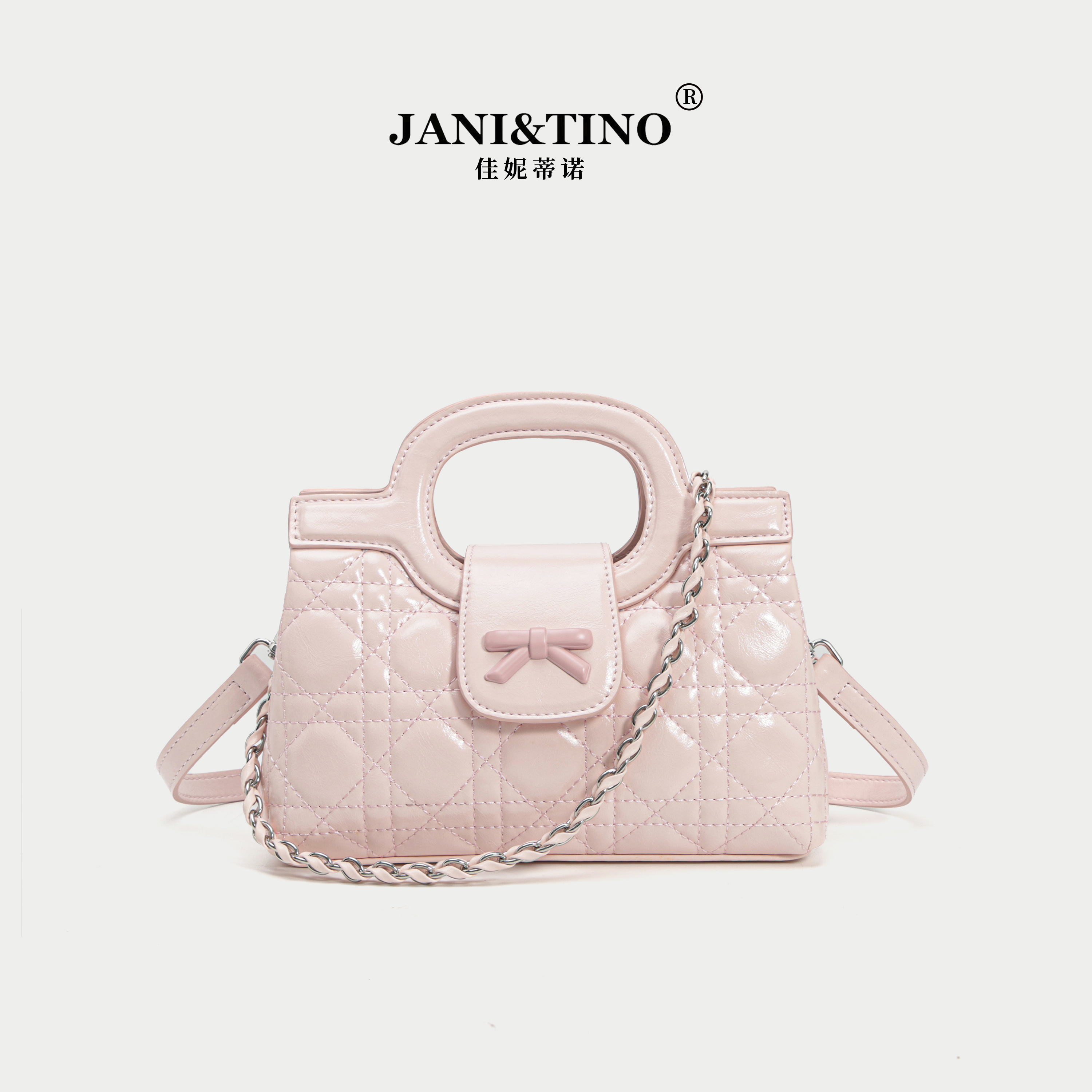 JANITINO/佳妮蒂诺姗姗家当季新款单肩包时尚手提包6266绣线粉
