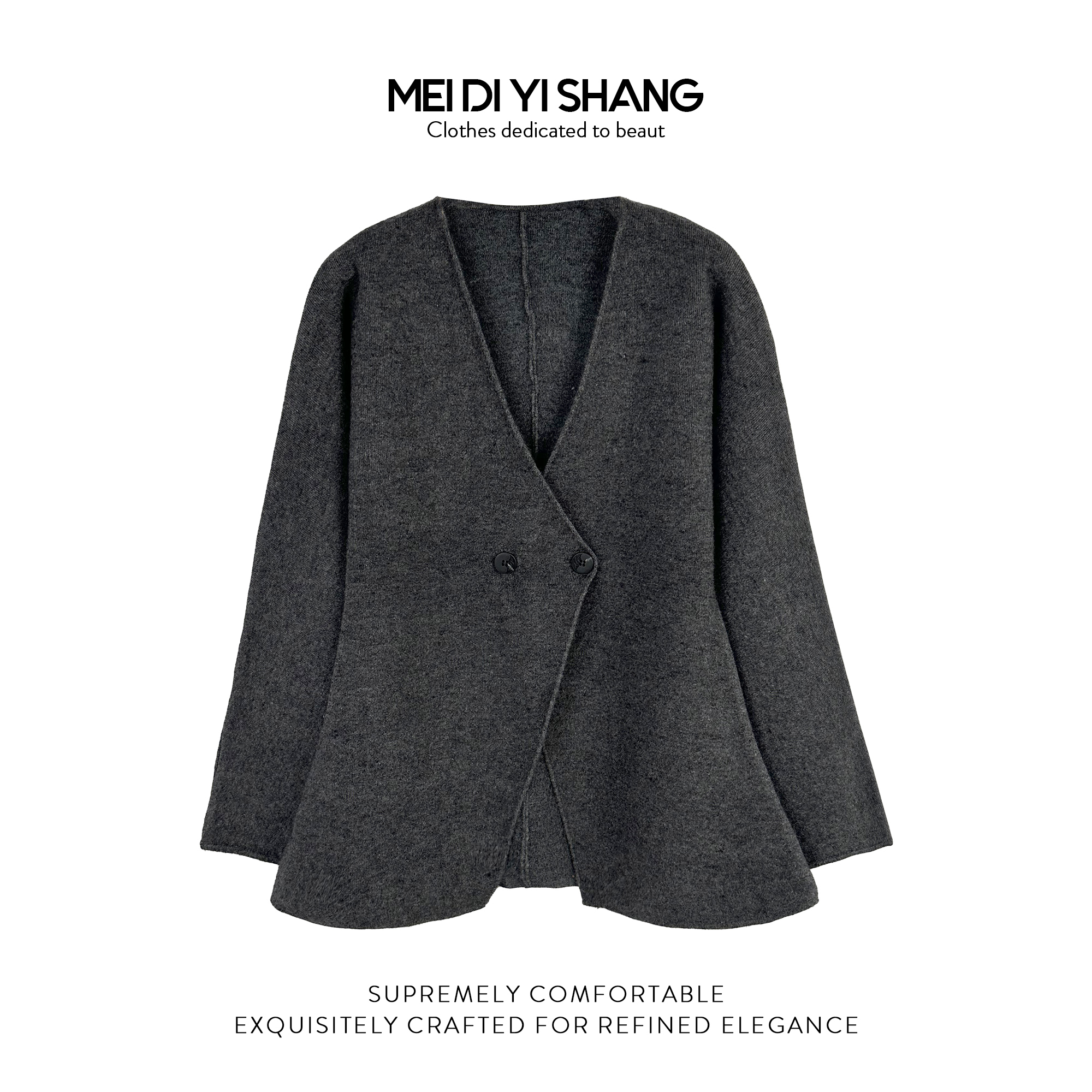 MDYS秋冬浣熊绒重磅厚款收腰时尚纯色V领毛针织外套C168会掉毛