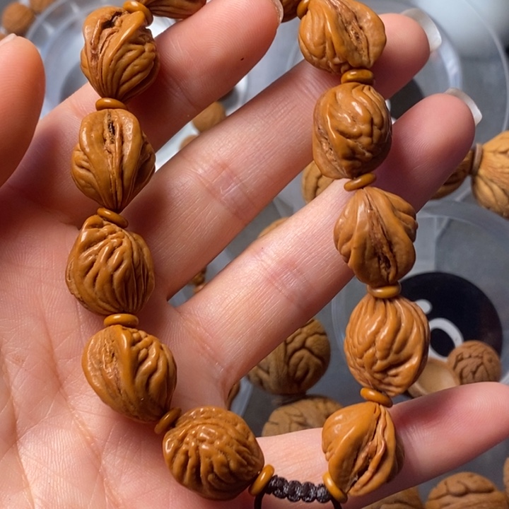 桃核手串秦岭龙纹桃核野生