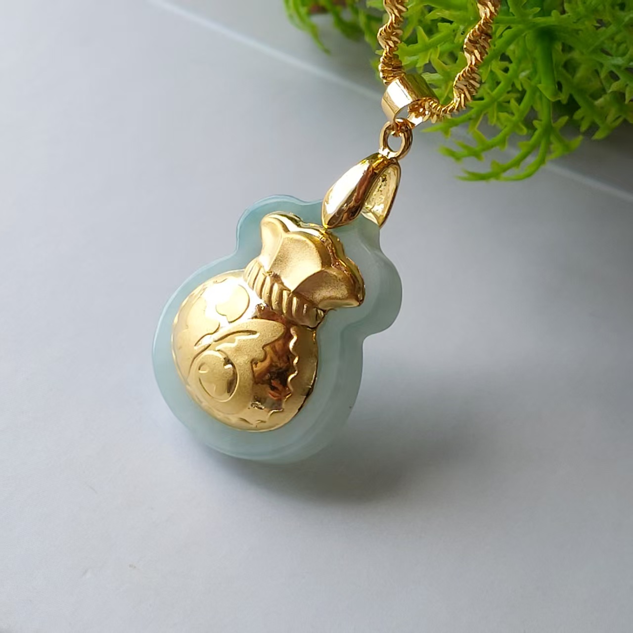 （梁总推荐）黄金 真金翡翠豪镶钱袋福袋吊坠男女款