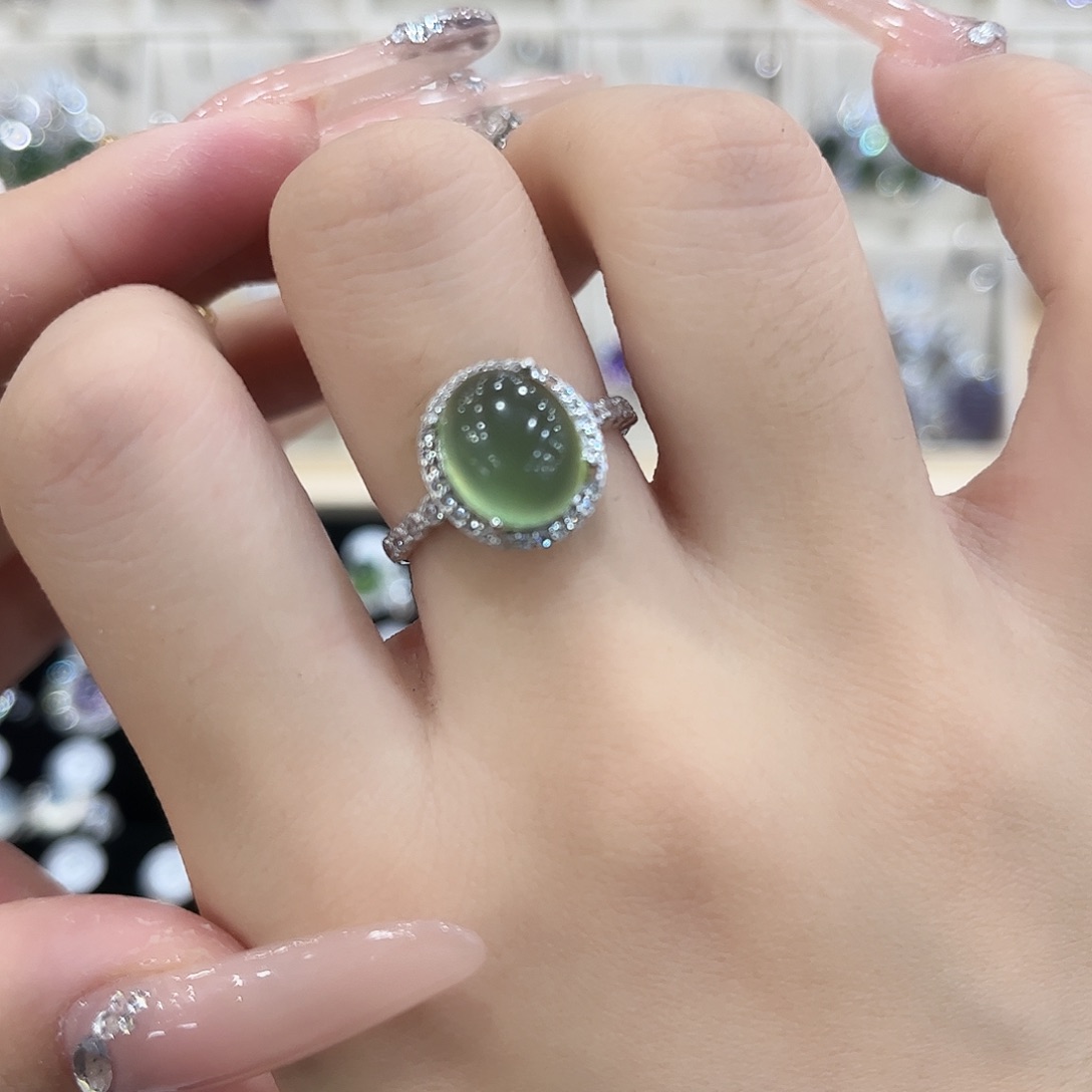 *****岫玉银S925镶嵌戒指