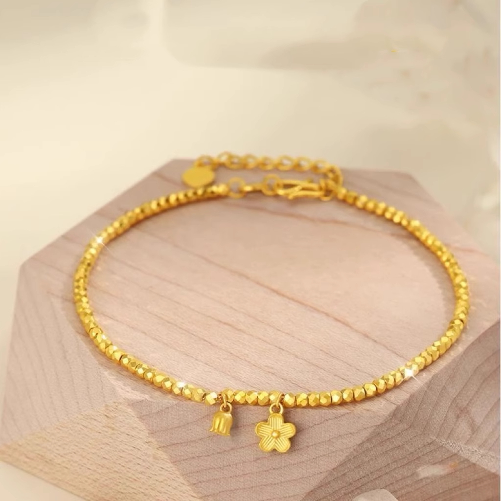 IBELOVE足金9995G黄金精品工艺蹦迪铃兰花手链百搭时尚女神节礼物