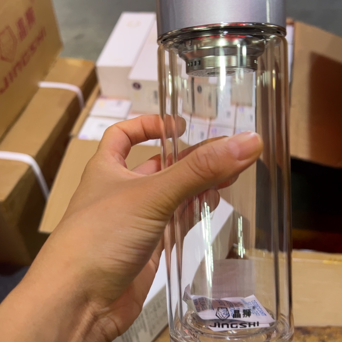 晶双玻璃杯380玻璃杯380紫罗兰色玻璃杯➕被套