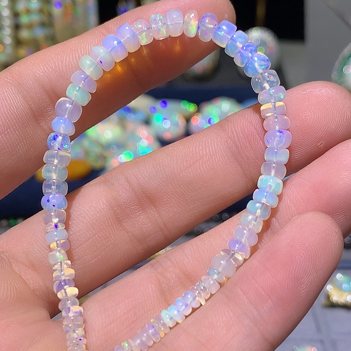 欧泊银S925镶嵌欧泊手串