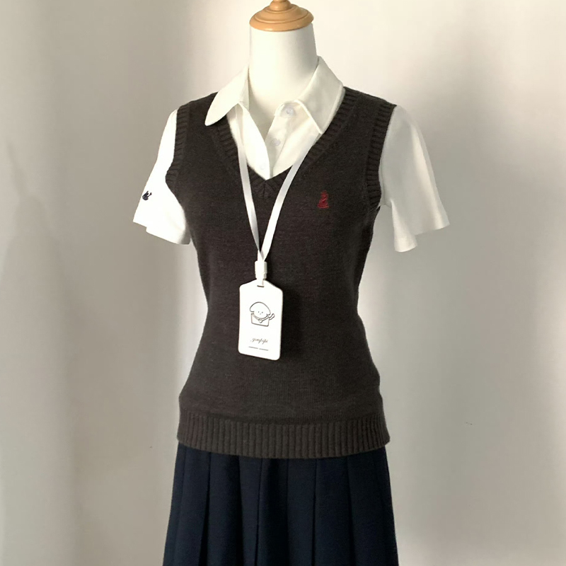 （小谷）狗皮皮JK制服原创收腰背心毛衣秋季打底针织衫小马甲
