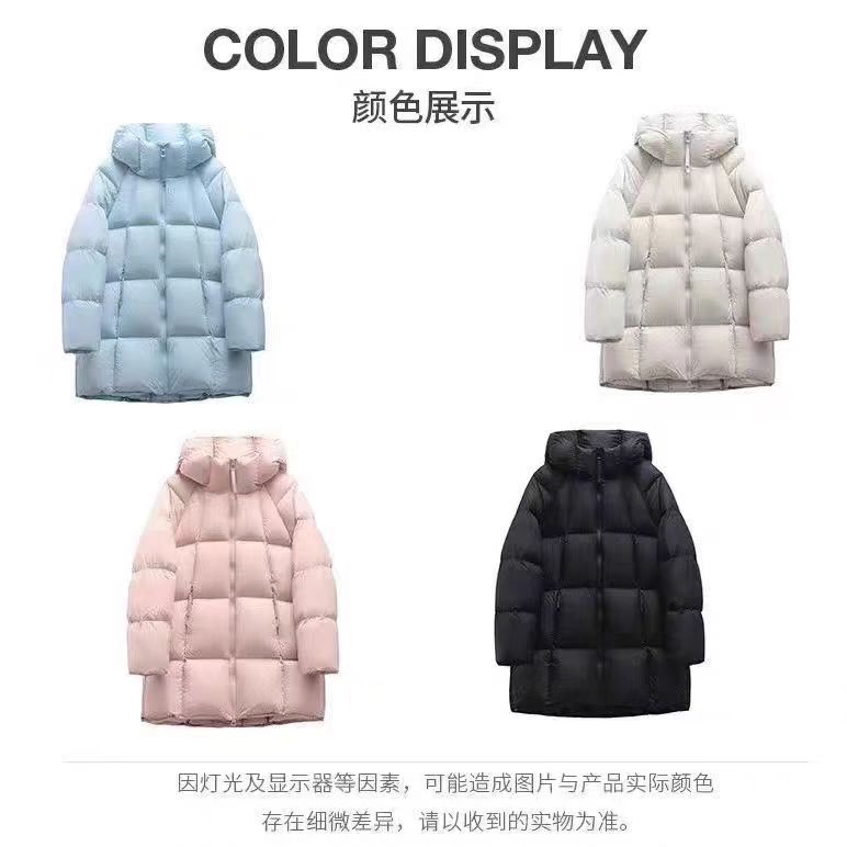 蓝金鹅绒2.0新款冬季爆款 连帽中长款女士羽绒服少女风洋气爆款