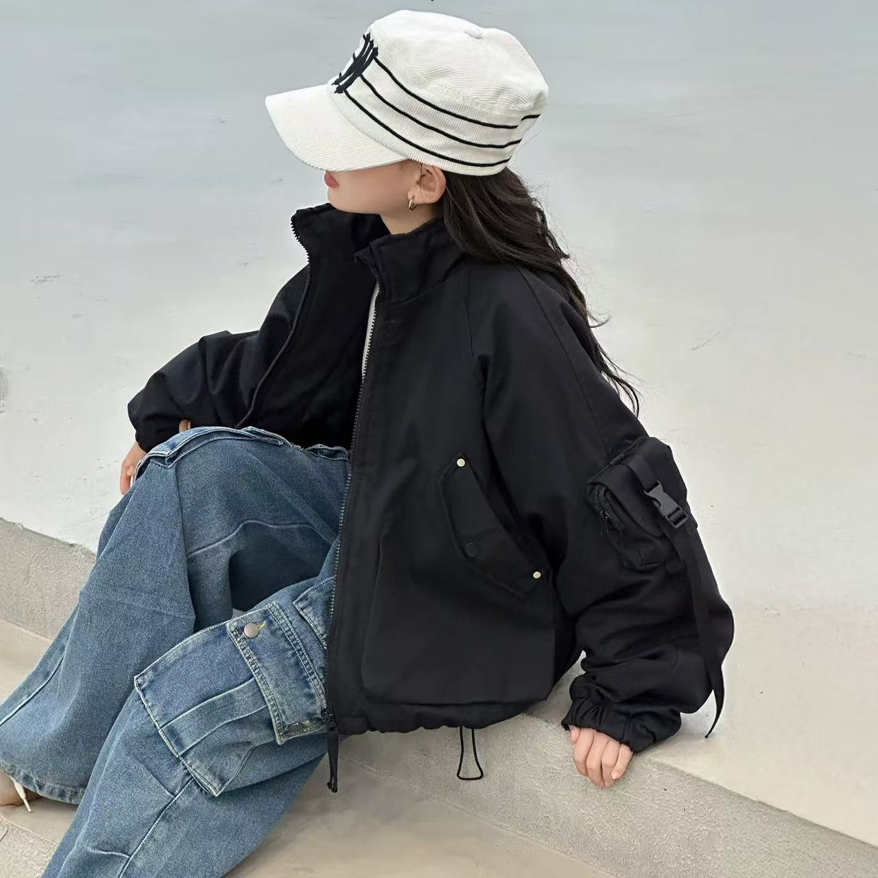 511129 优选韩版儿童休闲舒适时尚夹棉外套