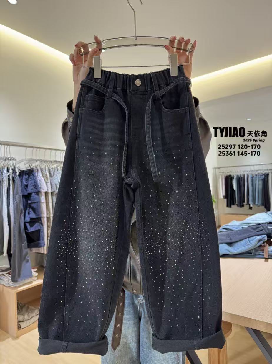 【豪宝贝】2025FW星空满钻一体绒牛仔裤5368
