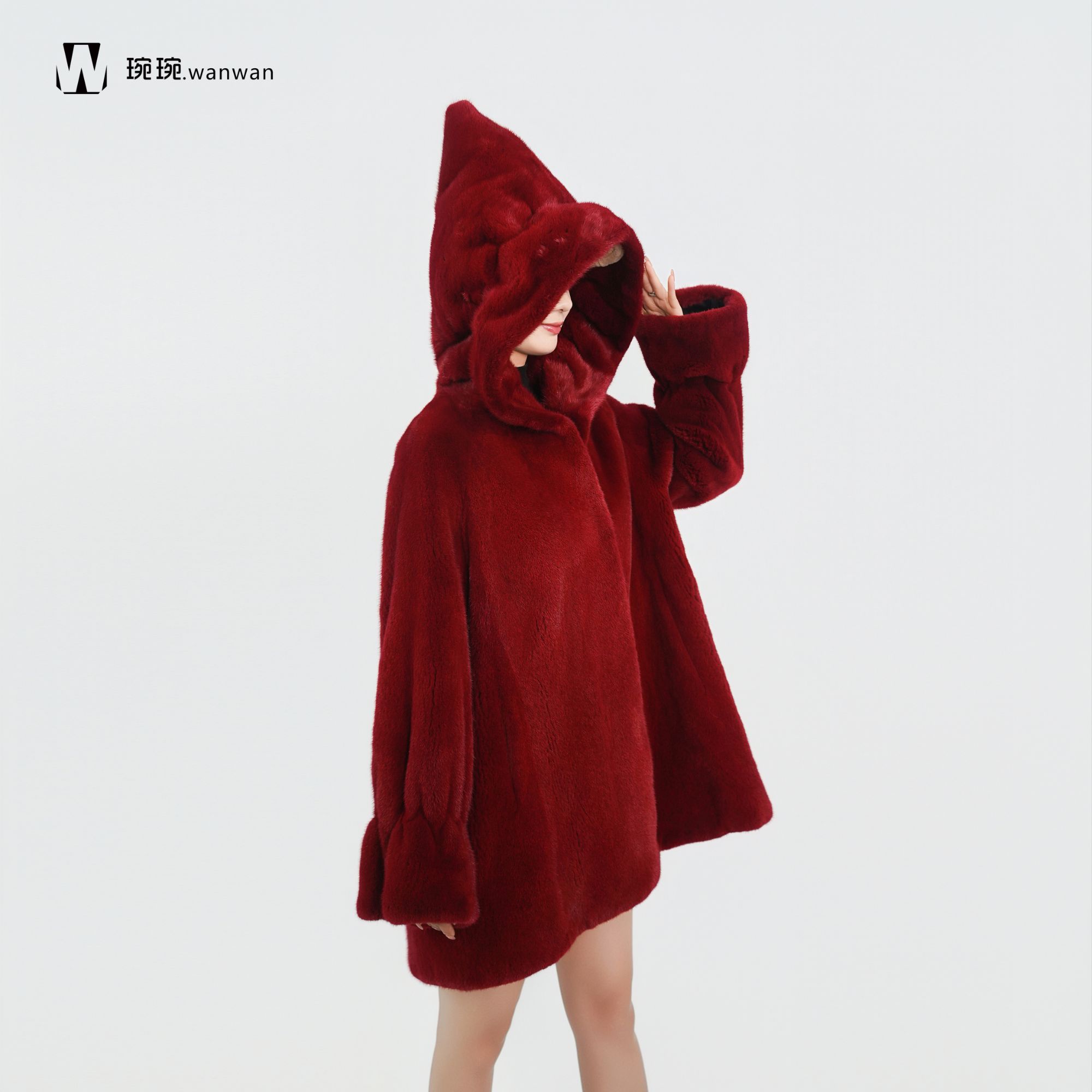 三髦【琬琬.wanwan】“巫师帽”设计师进口水貂皮草外套