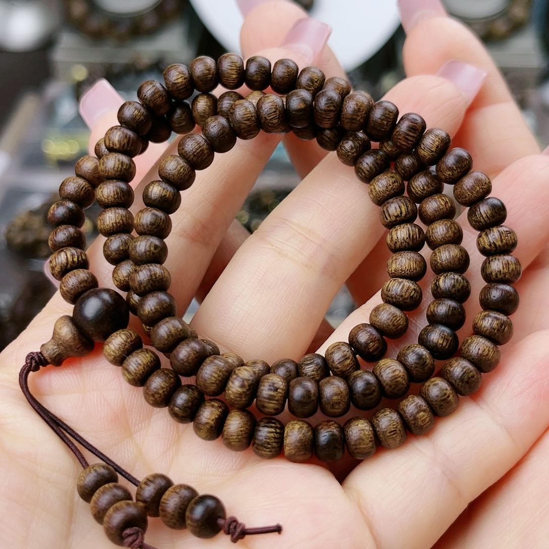 沉香手串富森红土沉玉化糖心窖藏留疤老料0.6×108