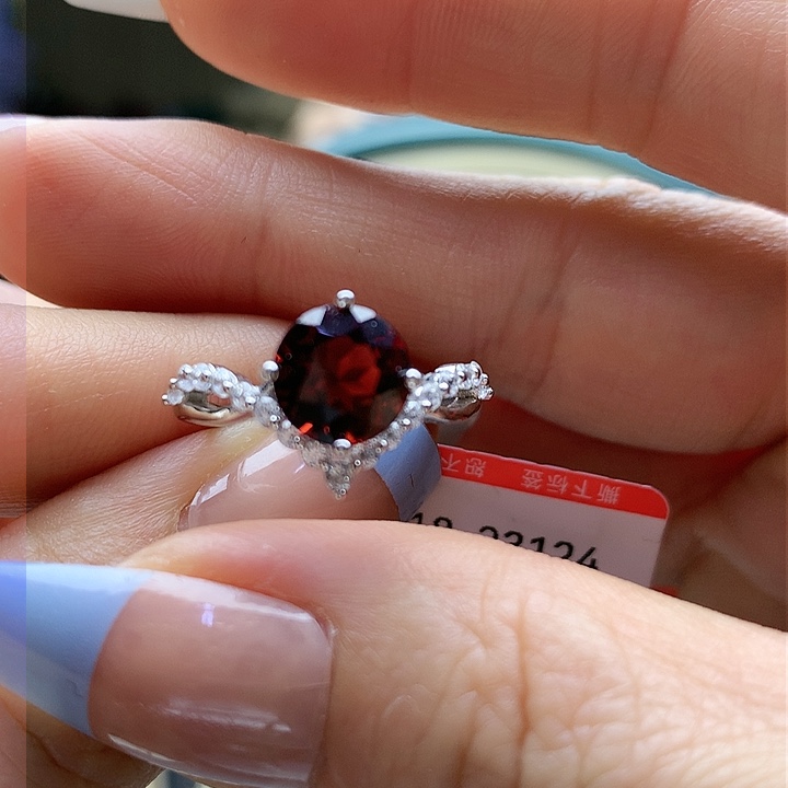 石榴石戒指银S925镶嵌