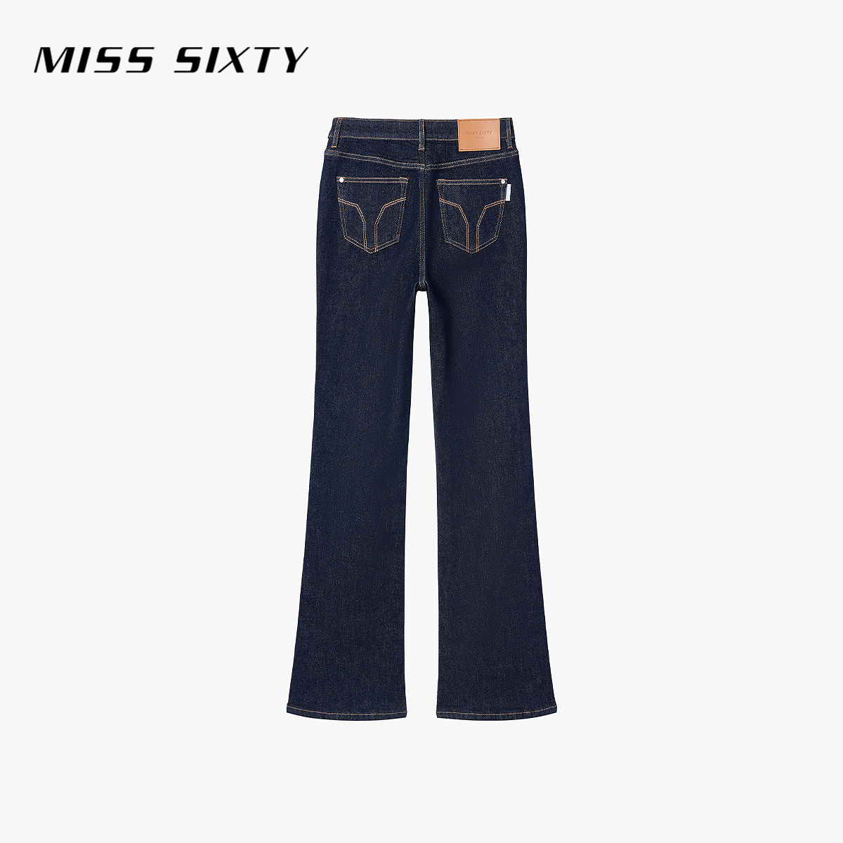Miss Sixty 2025夏季原色高腰显瘦牛仔裤女修身窄版微喇裤长裤