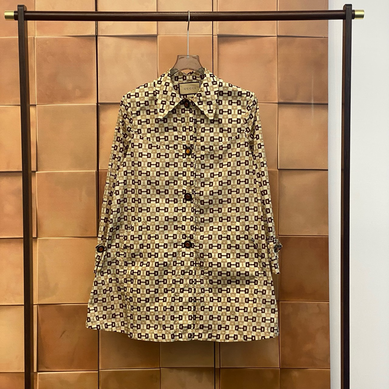 99新 GUCCI/古驰 卡其色马衔扣满印外套/38码/29388