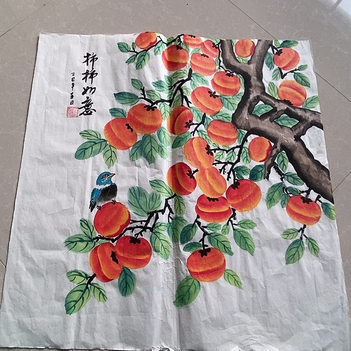国画手绘花鸟四尺斗方