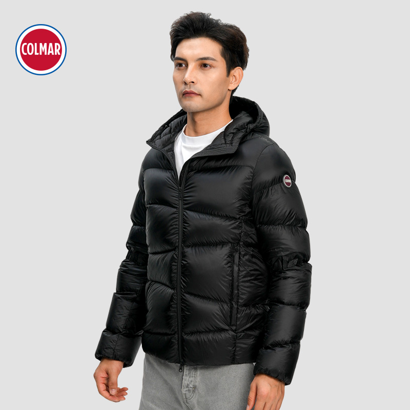 COLMAR/科尔马男士保暖休闲短款户外尼龙连帽羽绒服90鸭绒羽绒服