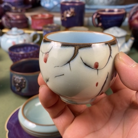陶瓷龙蛋杯，踏雪寻梅