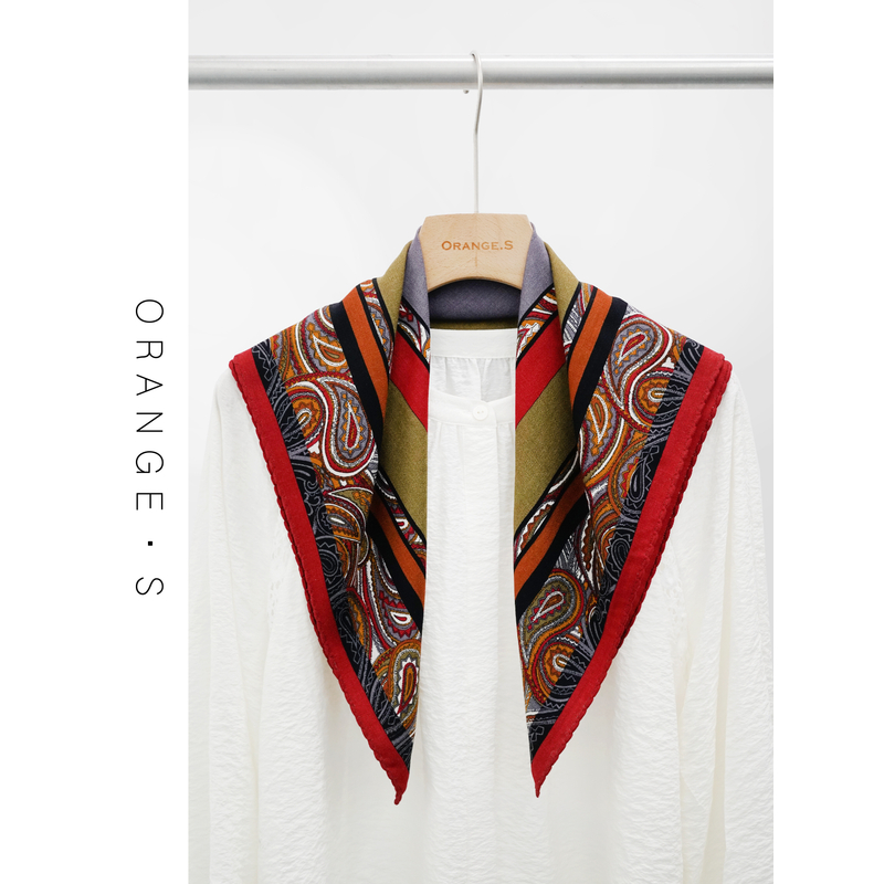 羊毛中方巾！【丝绸画廊】颈上美术馆~ 100羊毛围巾丝巾女62cm