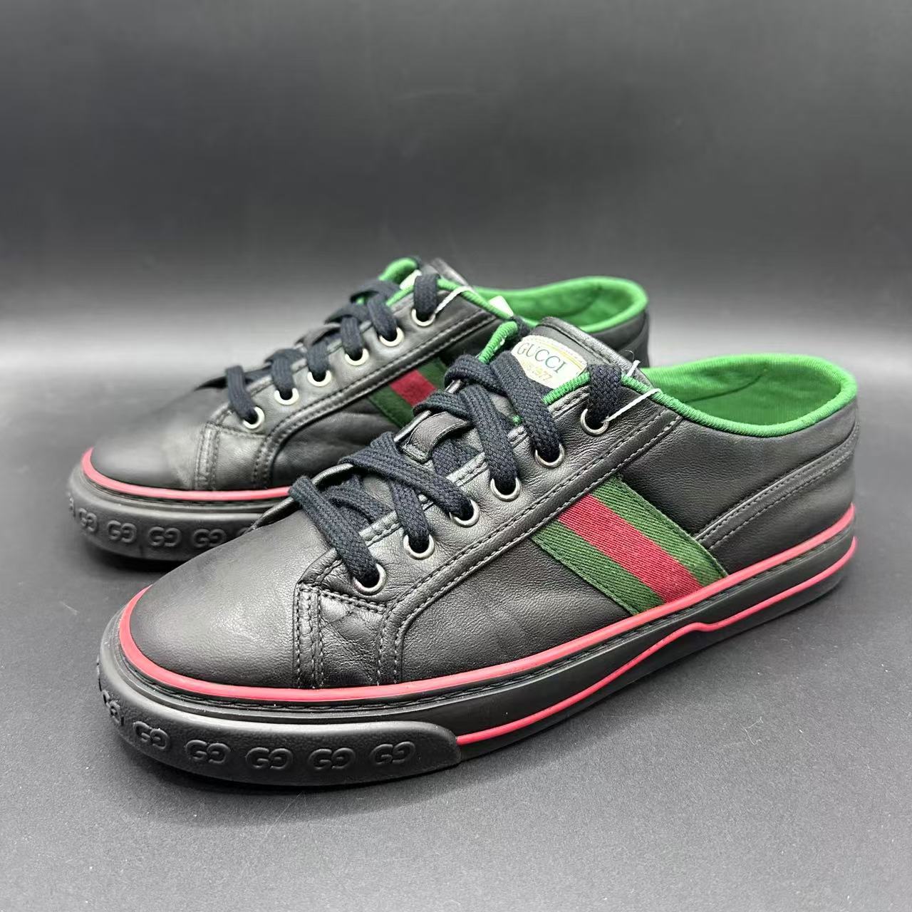 95新 GUCCI/古驰 男士时尚黑色1977板鞋40.5码zy261