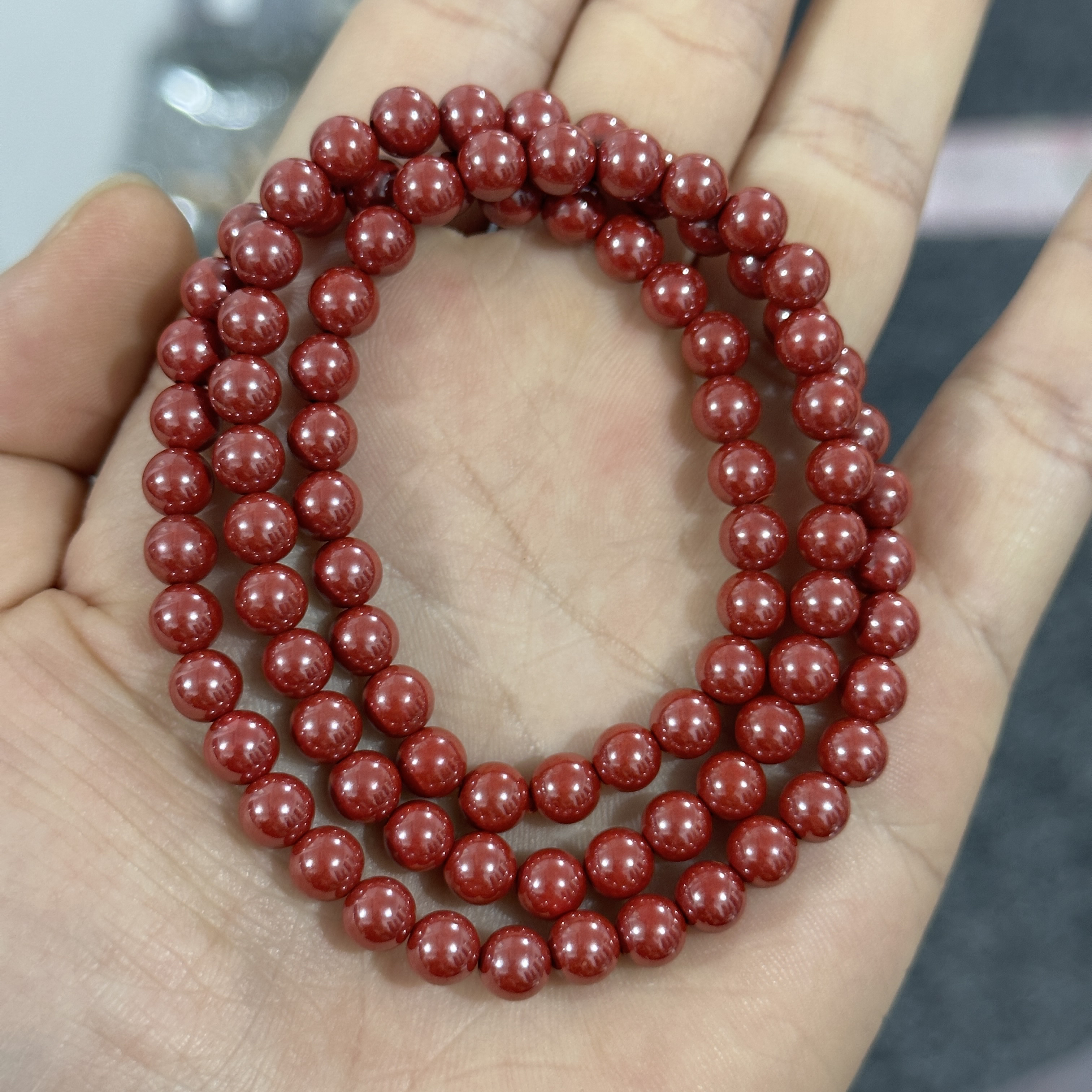 含辰砂工艺品【H109】朱砂多圈一条