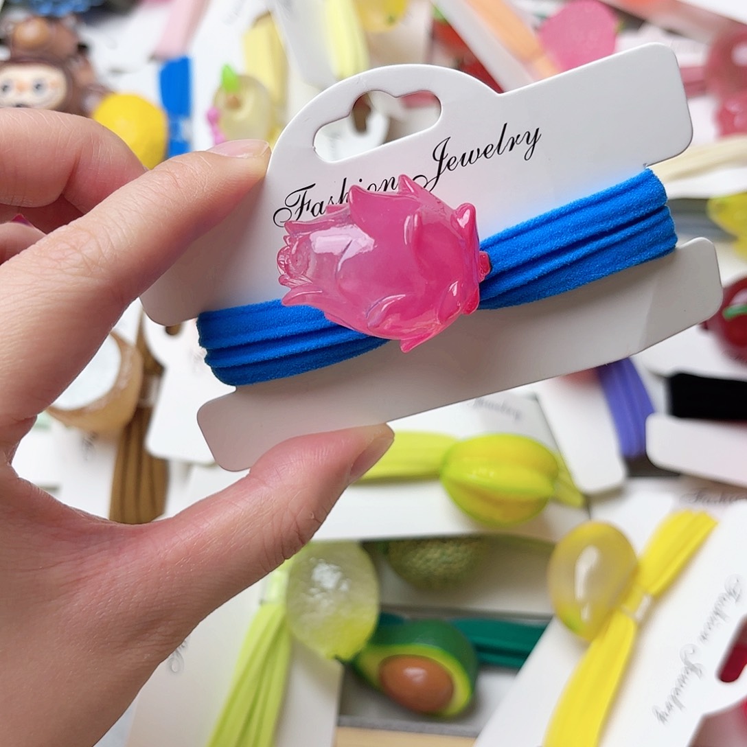 布艺非金属夜光火龙果发绳