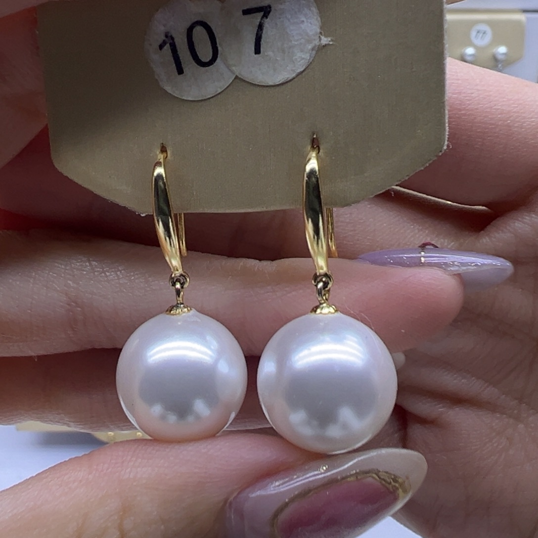 银S925镶嵌淡水珍珠耳饰