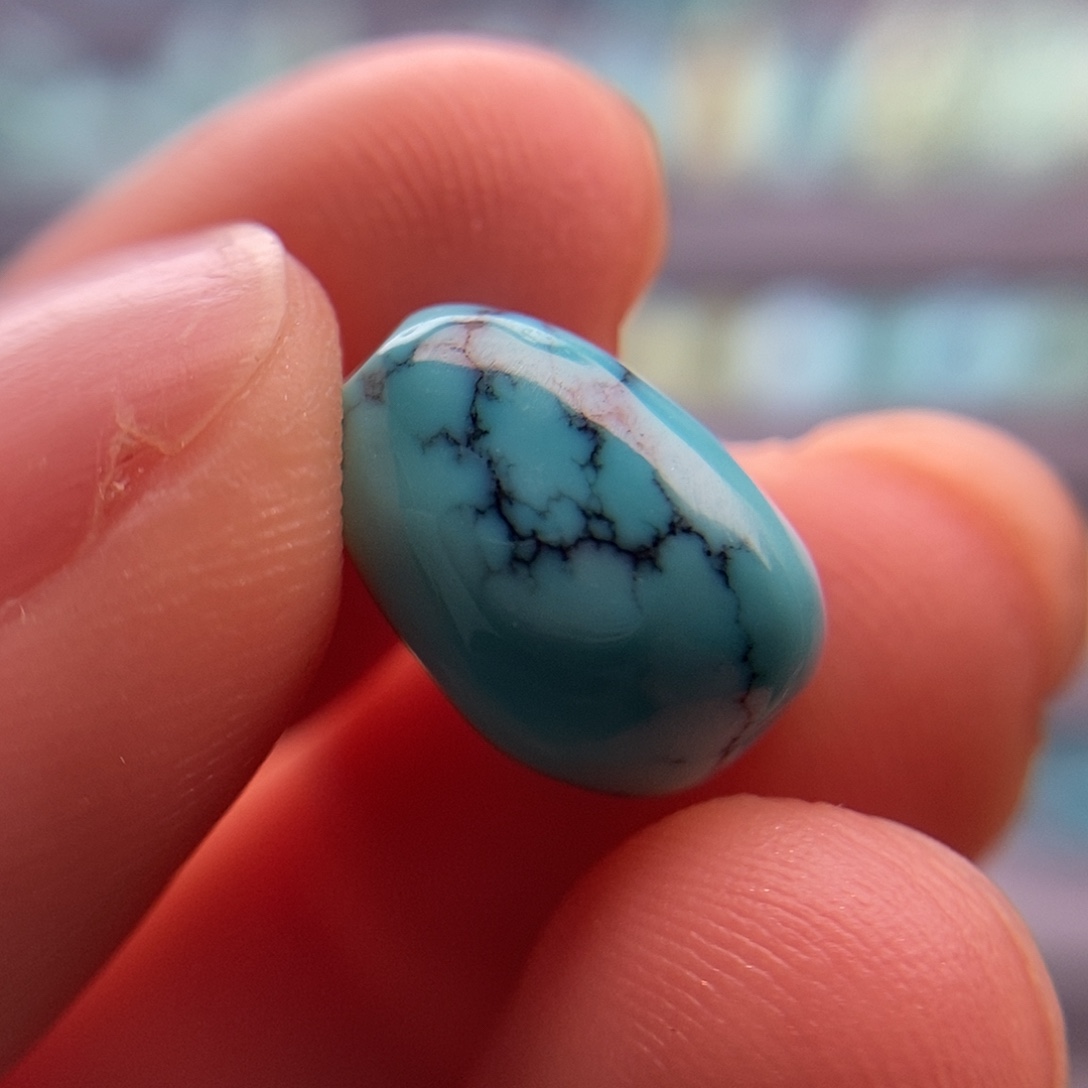 绿松石未镶嵌豆子有冰裂