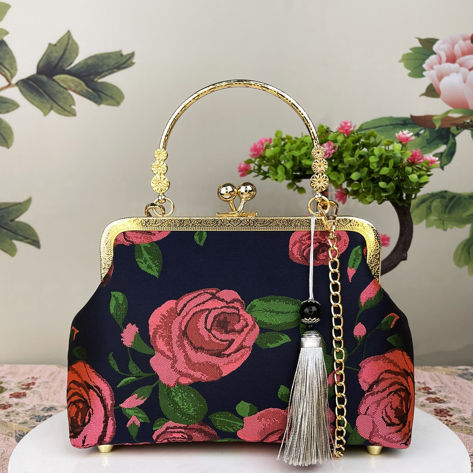 【玫瑰之约】简约旗袍包斜挎三用用手提包跨境女包1991礼品包直播