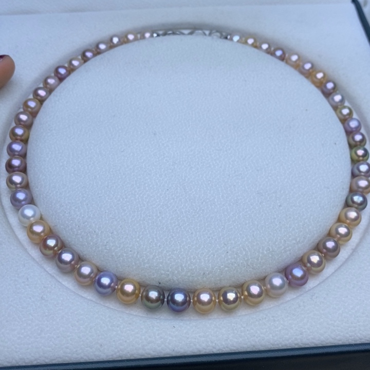 淡水珍珠未镶嵌颈饰无核8m 混彩