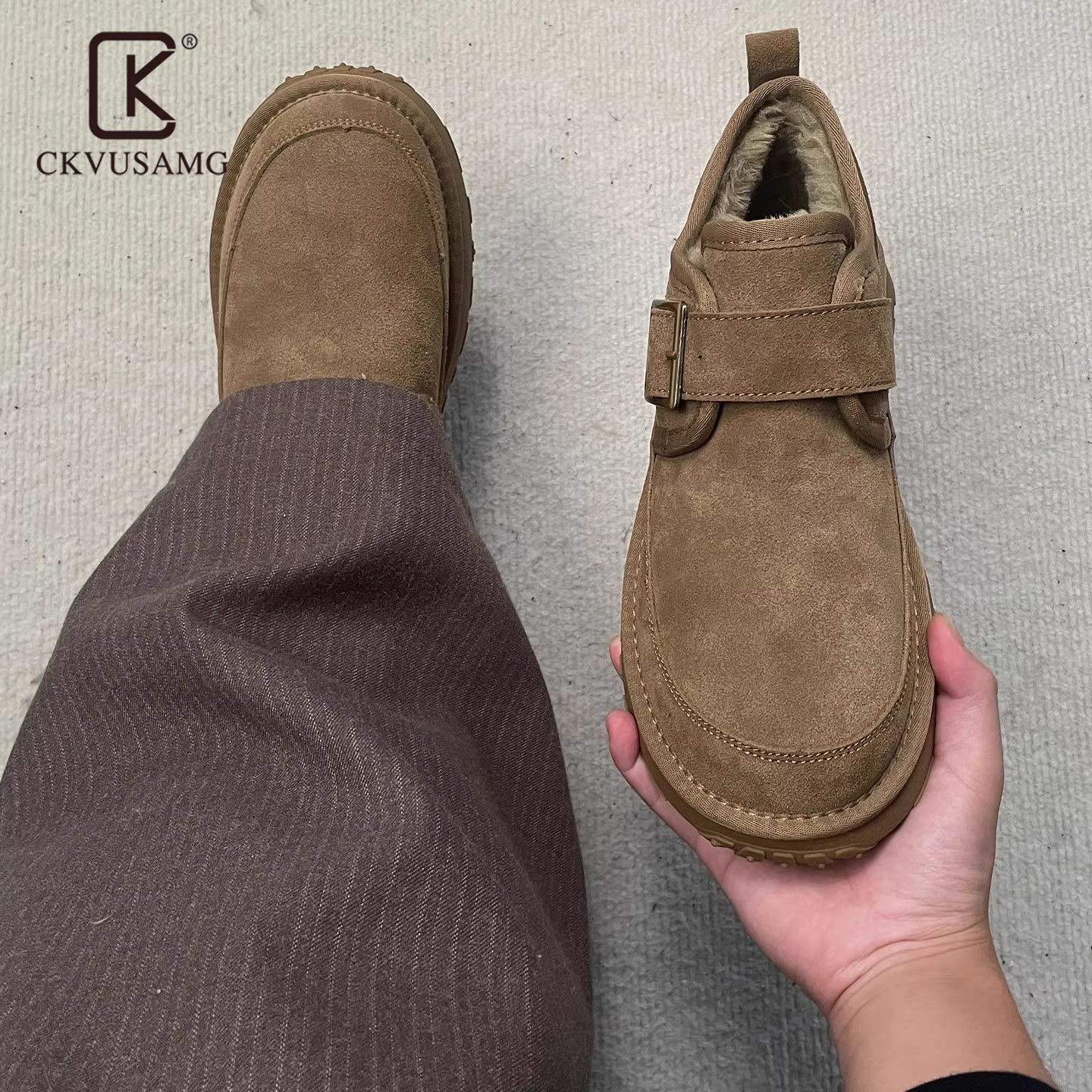 【万达撤柜】英国CKVUSAMG漠河雪地靴男冬季厚底防滑加绒加厚短筒低