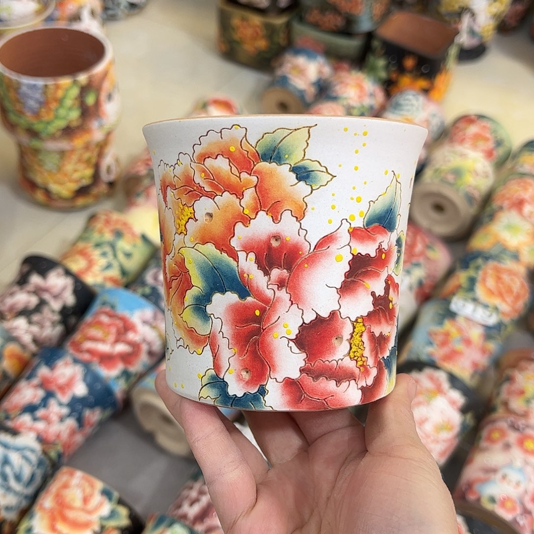 小***茶景德镇炫彩手绘景德镇陶瓷花盆