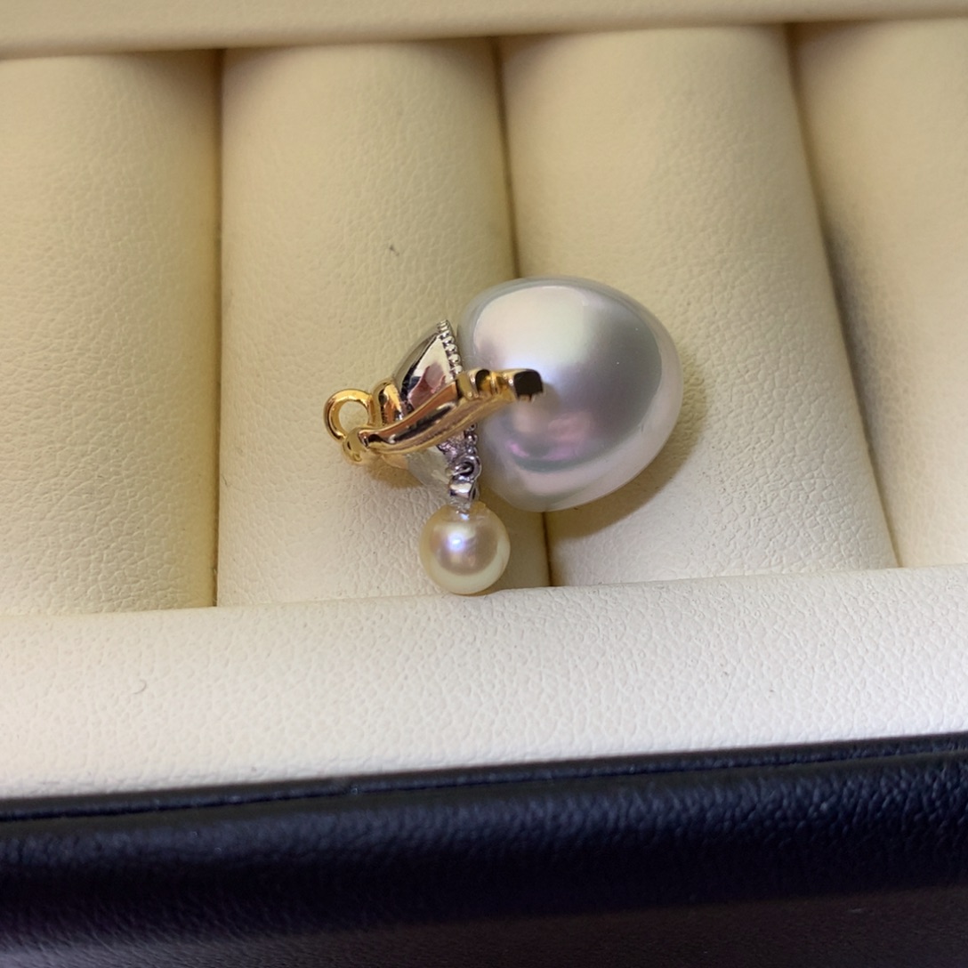 海水珍珠银S925镶嵌吊坠(不含链)