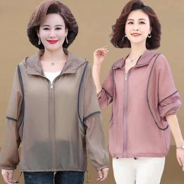 防晒衣女中年洋气妈妈夏装薄款中老年防晒服外套透气长袖上衣