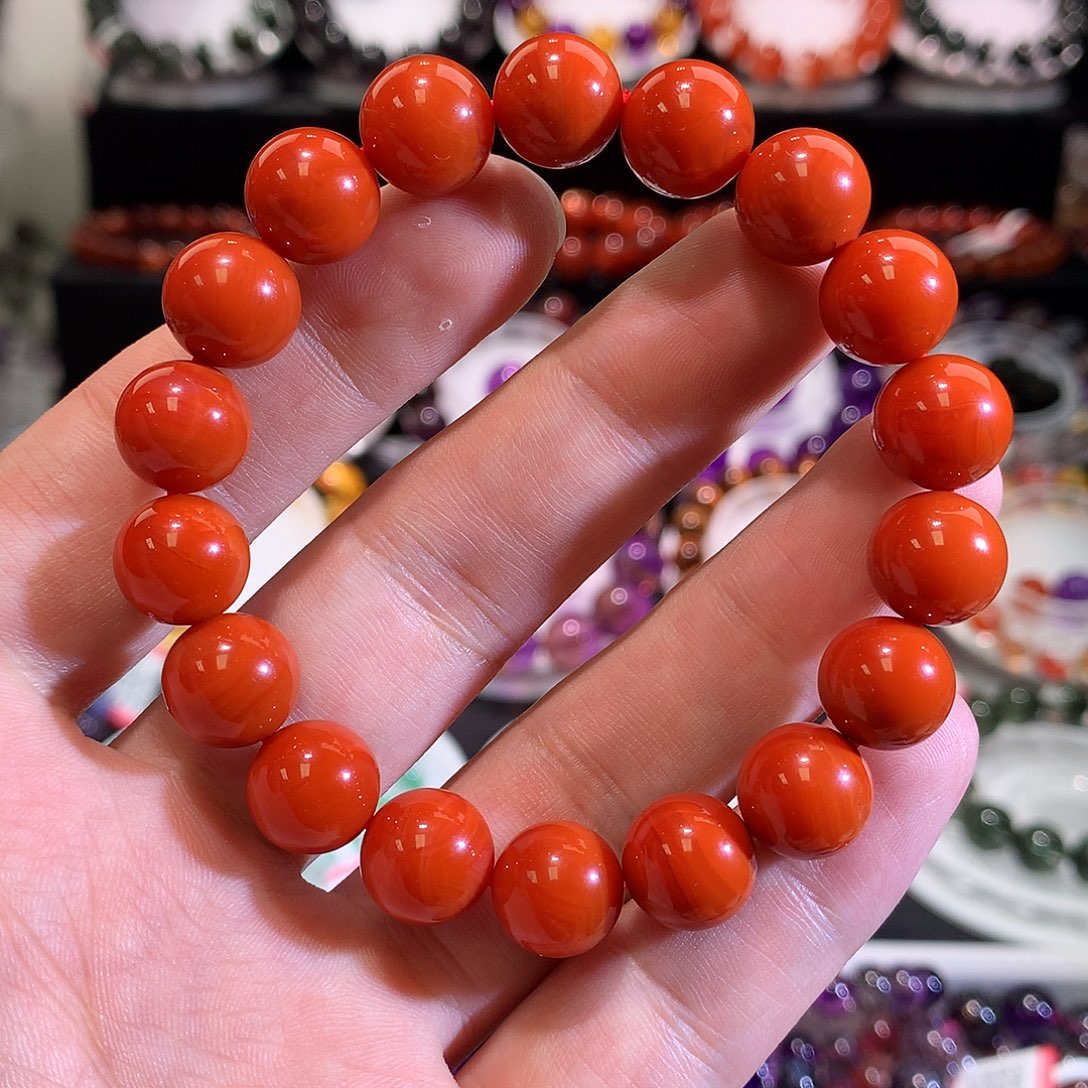 南红玛瑙未镶嵌手链凉山柿子红11+
