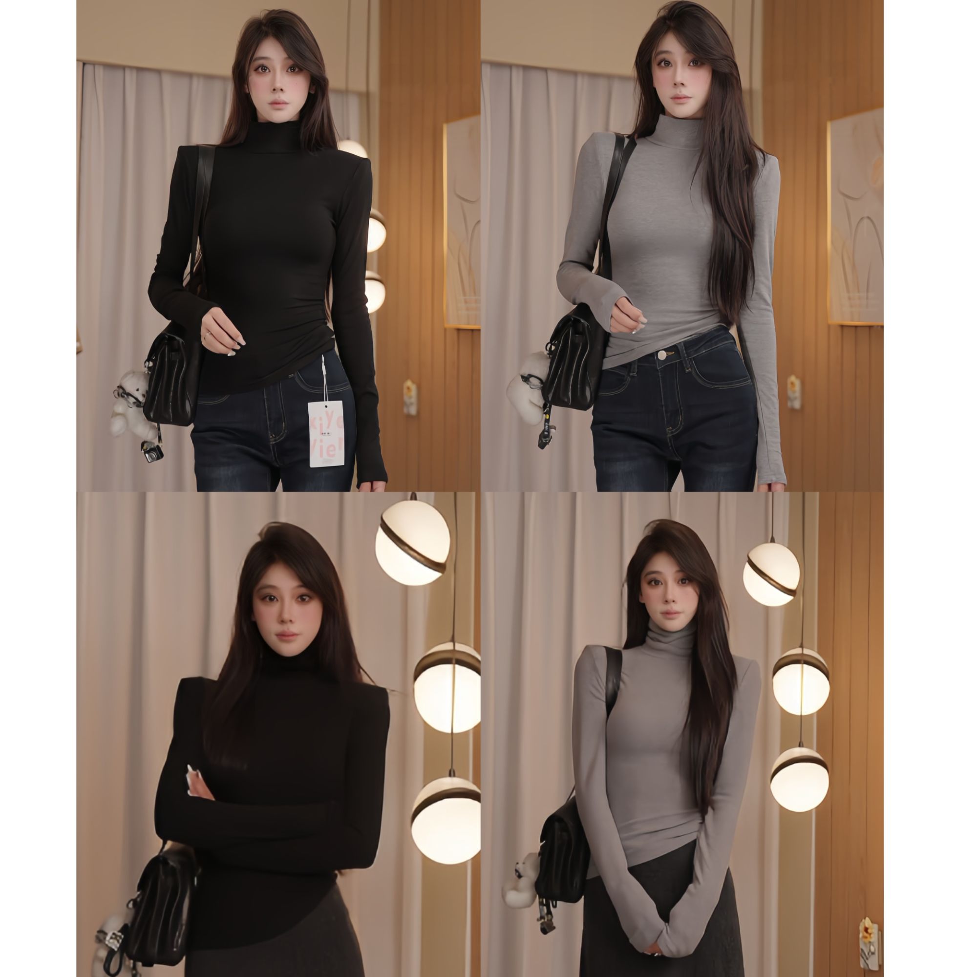 2025新款柔软厚实基础款高领半领打底衫女显瘦长袖气质内搭上衣